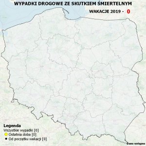 Zdjęcie zawiera mapę wypadków drogowych na terenie polski tzw. czarnych punktów.